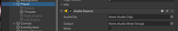 Player with Audio Source component